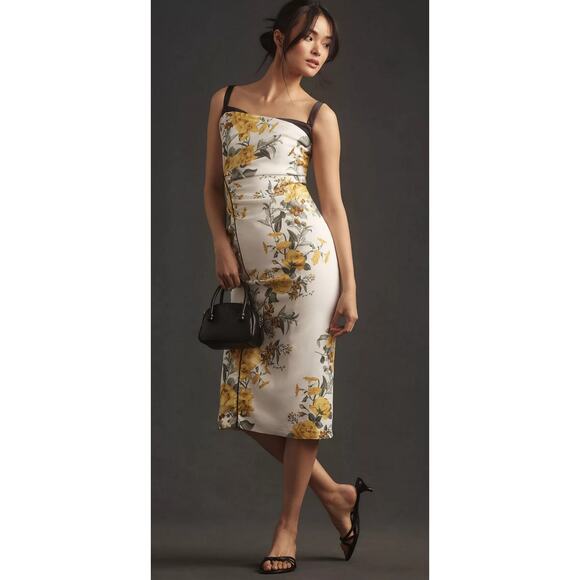 Anthropologie NEW Sleeveless Square-Neck Column Midi Dress Size 6P Viscose Blend - Picture 1 of 10